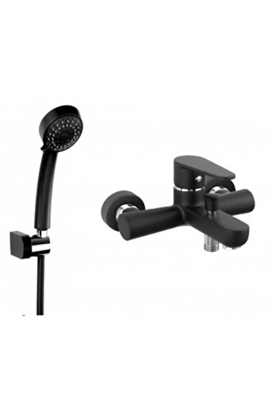 FERRO Baterie de cada dus Algeo, cu Set Para Dus Cu Furtun Si Agatatoare Anti Twist Negru mat