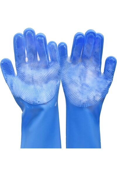 ONMART قفازات سيليكون مع فرشاة غسيل قفازات مطاطية مقاومة للماء لتنظيف الأطباق