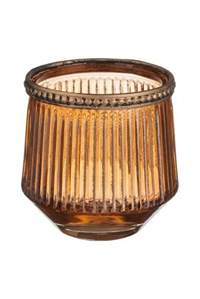 SHOPIENS Suport pentru lumânare tip tealight, din sticlă, portocalie Ø8x8cm, ...