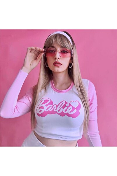 Karakedi Λευκό μακρυμάνικο μπλουζάκι Barbie σε ροζ χρώμα