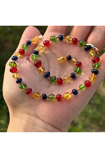 NİSSBEBE Sertifikalı Orijinal Damla Kehribar Kolye ve yetişkin turkuaz bileklik