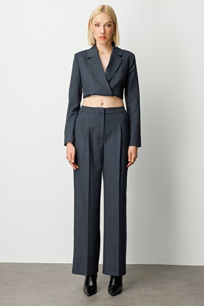 Ekol Simli Kumaş Wide Leg Pantolon