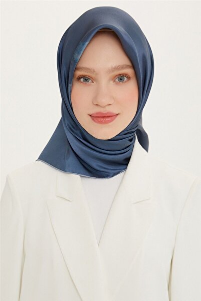 Armine %100 Pure Silk Nostalji Serisi Tivil İpek Eşarp Mavi Eşarp