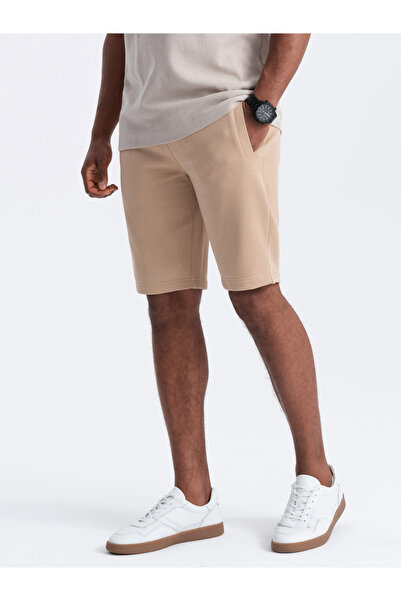OMBRE Ανδρικό βαμβακερό σορτς BASIC - μπεζ V6 OM-SRBS-0149 M