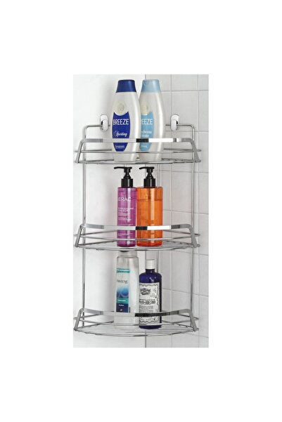 Italbox Francy corner shelf, 3 shelves, chrome steel, silver, 22x22x49 cm