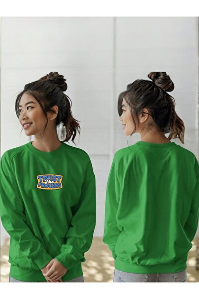 ArtYus Tricou unisex cu mânecă lungă Trust The Process Transfer cu imprimeu guler rotund lı Swea tricou