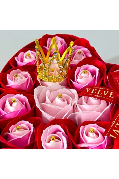 velve Intimissimo floral arrangement, 15 soap roses and deco wreath, Double Color Red-Pink