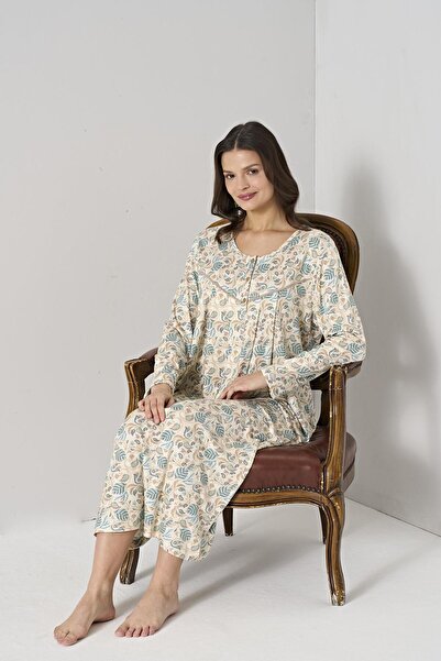 Pijadore Women's Floral Print Long Sleeve Relaxed Fit Nightgown C3T0N91