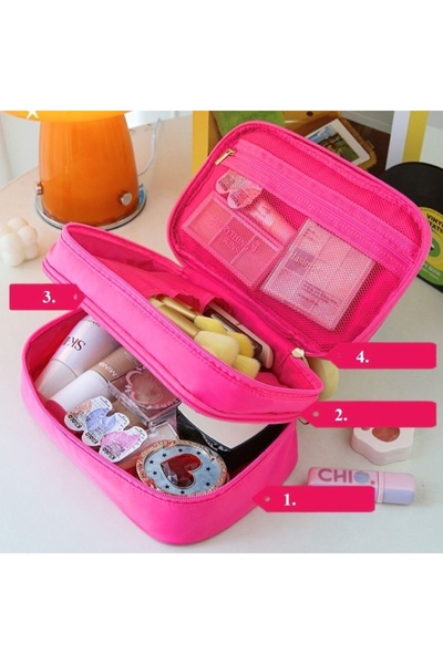 ECARLA Cosmetic bag, quilted, with handle, cyclamen color, 24x9x15 cm, eCarla, KS132R