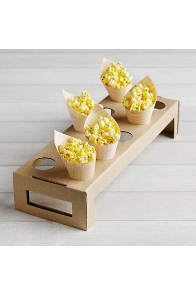 SHOPIENS Set 6 Wooden Cones for Serving Sauces and Snacks at Parties, 18 cm