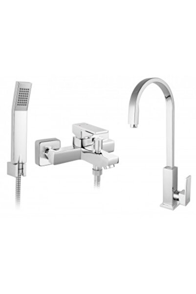 FERRO Pachet 2 Baterii Zicco: Cada/Dus, Bucatarie Lebada, crom