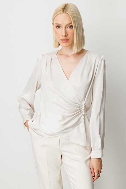 Ekol Блузка з кружевом і перловими деталями