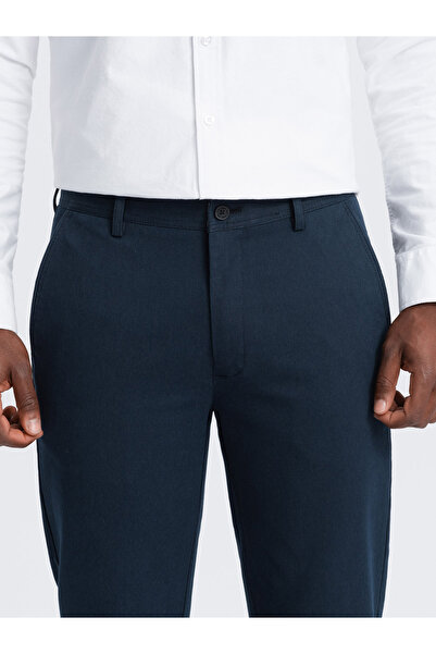 OMBRE Men's classic chino pants with fine texture - navy blue V3 OM-PACP-0188 XXL