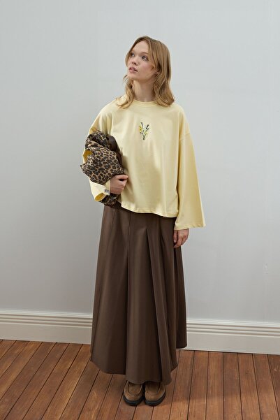 Ceylan Otantik Κορμάκι με κέντημα με βούτυρο κίτρινο χρώμα