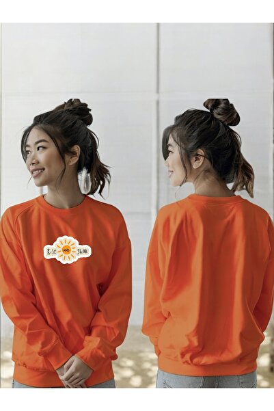 ArtYus سويت شيرت للجنسين بأكمام طويلة مطبوع عليه Rise And Shine وياقة على شكل دراجة