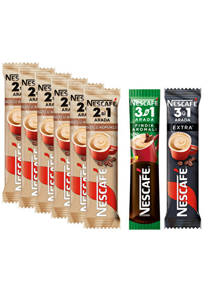Nescafe 2si 1 Arada Sütlü Köpüklü 10 G ( 6 ADET ) + Nescafé 3ü1 Arada Fındık & Extra
