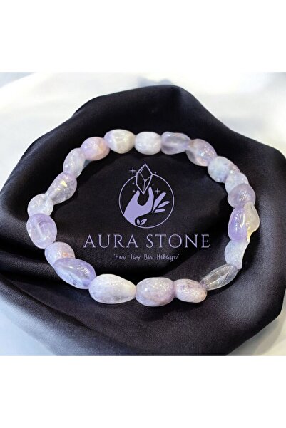 AURA STONE سوار من حجر الأحجار الكريمة الطبيعية من أوراستون، من الجمشت الفاتح