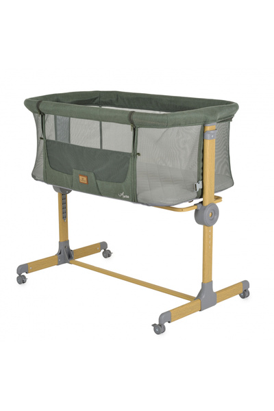 Cangaroo Co-Sleeper Aura Green 88x56 cm crib with sliding side, Firm base mattress and cover