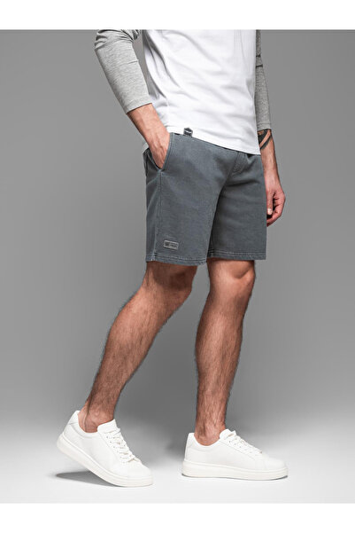 OMBRE Ανδρικό κοντό σορτς φόρμας RELAXED FIT σε στυλ αθλητικής ένδυσης - graphite V3 OM-SRWS-0122 M