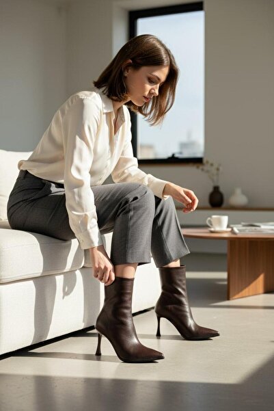 yezy shoes Λεπτές ψηλοτάκουνες μπότες με φερμουάρ Άνετες γυναικείες ματ δερμάτινες μπότες