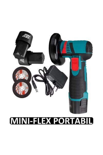 hoffmans Mini Flex Portable with 2 Powerful Batteries - 12V / 2 Discs 76MM, Battery-Powered Angle Grinder