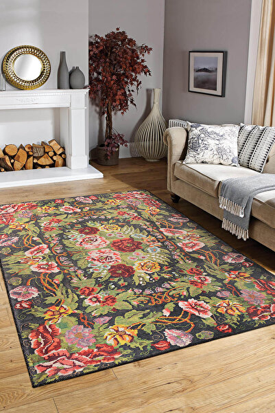 ARTLOOP Soul Etnik Karabağ Çiçek Desenli Dokuma Taban Dekoratif Renkli Halı AL 31
