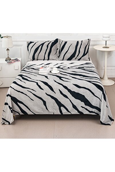 CHIRASO Cocolino Blanket Set 200x230, Soft and Fluffy, Double Bed, plus 2 Pillowcases, Zebra