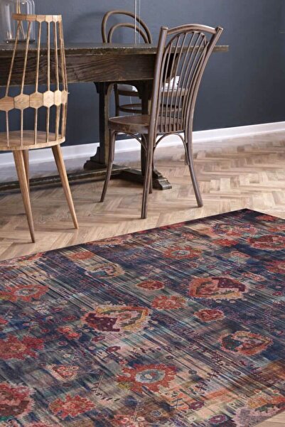 ARTLOOP Soul Etnik Desenli Dokuma Taban Dekoratif Lacivert Halı AL 111