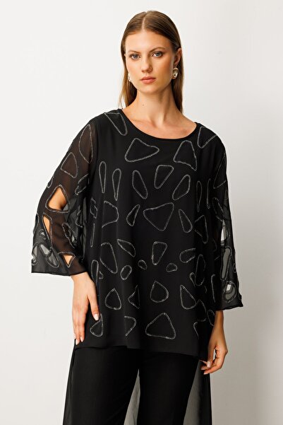 Mi Pret a Porter Mi Arkası Tül Detaylı Bluz