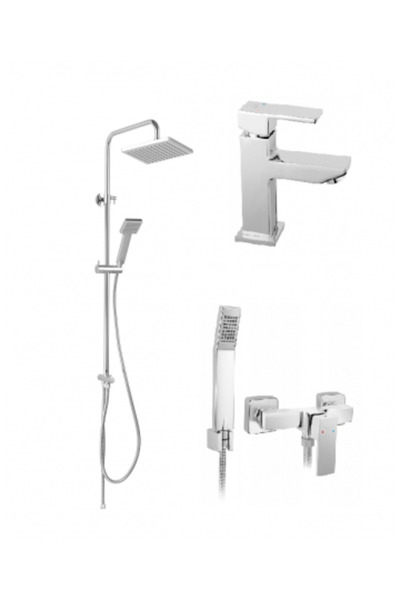 FERRO Coloană de duș fixă ​​Wizard pătrată și mobilă cu baterie de duș și lavoar Zicco