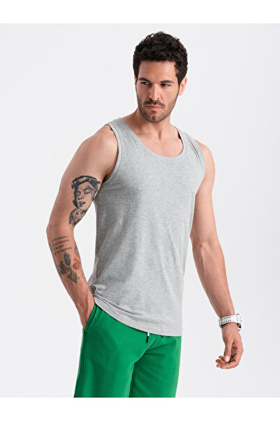 OMBRE Men's BASIC cotton tank top - grey melange V2 OM-TSBT-0192 S