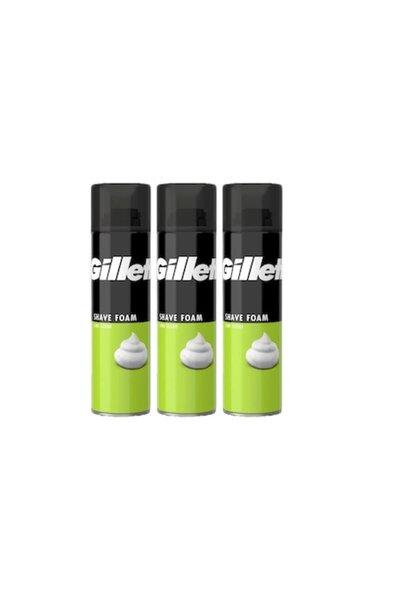 Gillette Set 3 x Shaving Foam 200ml Lime Scent, Dermatologically Tested, Hydrating Formula, Alcohol-