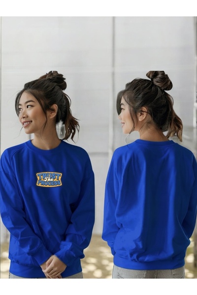 ArtYus Tricou unisex cu mânecă lungă Trust The Process Transfer cu imprimeu guler rotund lı Swea tricou