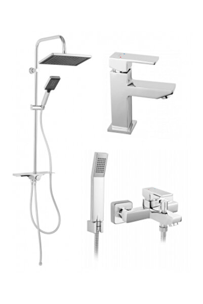 FERRO Pachet 3 in 1 Baterie cada/dus, baterie lavoar Zicco-Set Bara Dus 3 Functii KANTO VERDELINE