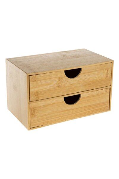 SHOPIENS Cutie decorativă Shopiens® din bambus cu 2 sertare, 22 x 13 x 12,5 cm