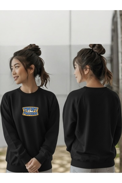 ArtYus Tricou unisex cu mânecă lungă Trust The Process Transfer cu imprimeu guler rotund lı Swea tricou