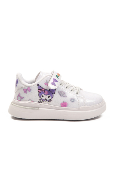 Aspor White Patent Leather Glittery Velcro Girls' Sports Shoes