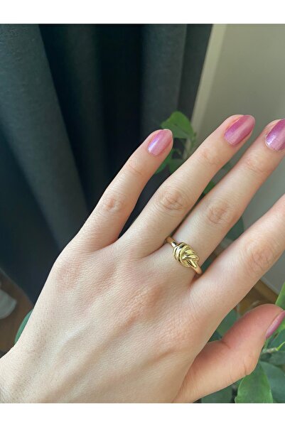 Anetta Jewelry Altın renk düğüm model Xuping marka kararmaz kadın çelik yüzük