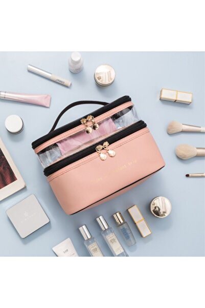 ECARLA Cosmetic bag, foldable, with two compartments, pink, 17x23x15 cm, eCarla, KS92WZ4