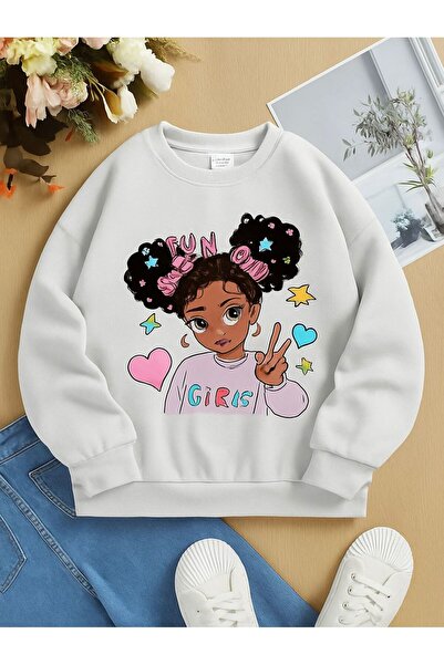 DM DOLCE MORE Παιδικό φούτερ με στάμπα για κορίτσια, 3 νήματα, χτενισμένο βαμβάκι, unisex