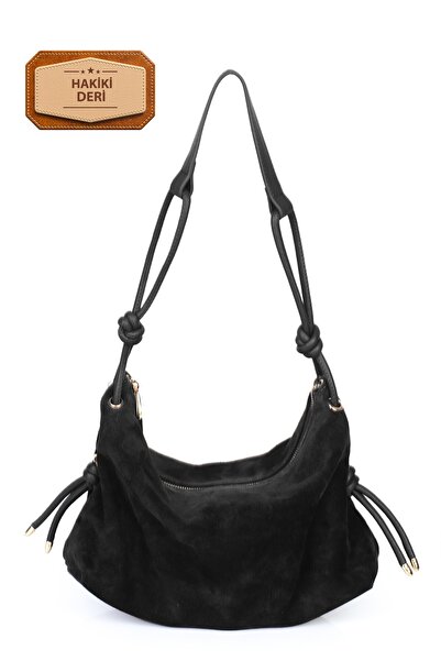Alessia Bag Feyre Genuine Suede Leather Knot Detailed Shoulder Bag