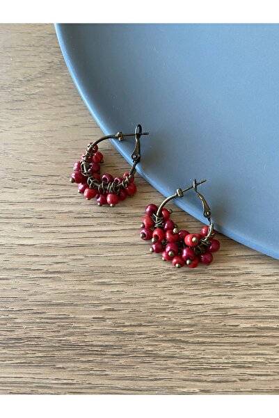 dela otantik El Yapımı boncuklu Otantik Halka küpe - Çok renkli Bohem Vintage Model Bijuteri Takı