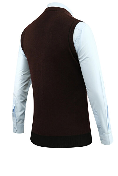 Çizgi Triko Men's Plus Size Buttoned Vest with Pockets Patterned Steel Mesh Classic Fit 5208lb