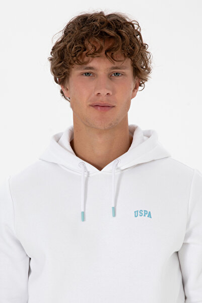 U.S. Polo Assn. Men's Regular Fit Hooded Hooded White Basic Sweatshirt 50315582-Vr013