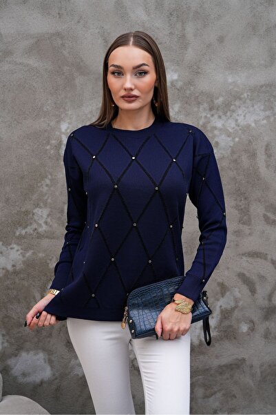 AGORATEKSTİL سترة نسائية مطرزة بالحجر بنمط البقلاوة