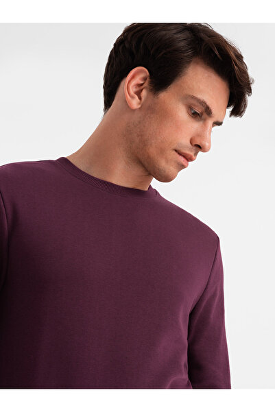 OMBRE Men's BASIC cotton non-stretch sweatshirt - maroon V3 OM-SSBN-0159 L