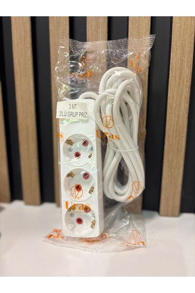 Vip Aydınlatma URAS 3'LÜ 3 METRE KABLOLU TOPRAKLI ARA SEYYAR UZATMA KABLOSU