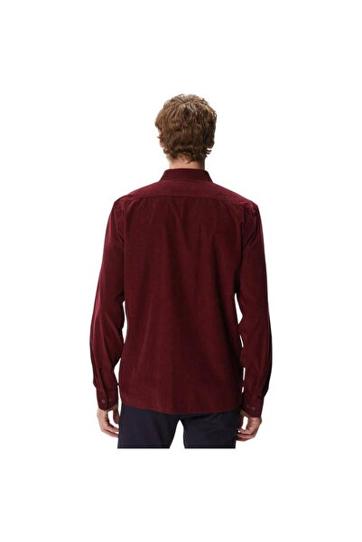 Lacoste Regular Fit Button down Collar Burgundy Men's Shirt Ch2414.14D