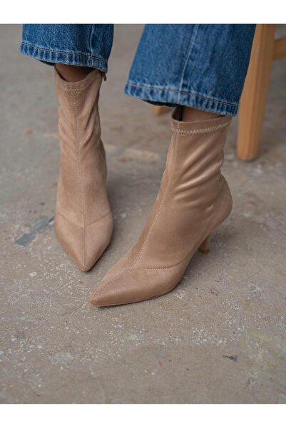 ECENİN BUTİĞİ Dina Streç Bej Süet Bot