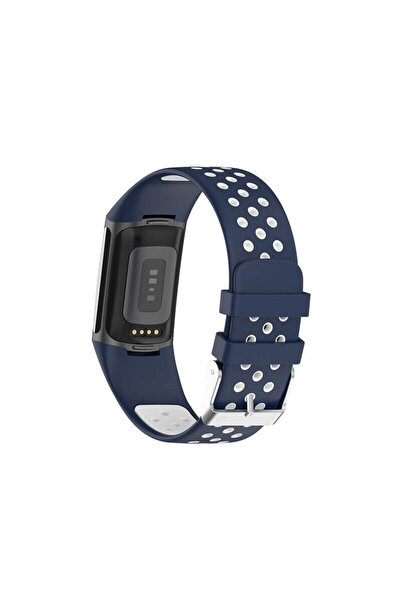 Edman Brățară sport pentru Fitbit Charge 5, albastră/albă